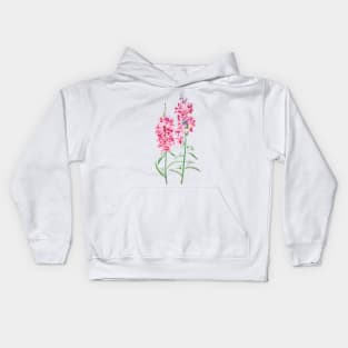 2 pink snapdragon flowers  watercolor painting Kids Hoodie